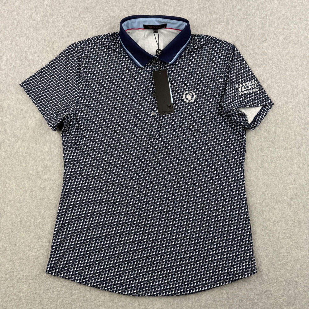 Greyson Shirt Womens Large Blue Polo Wolvestooth Wolf Print Caesars Palace Golf